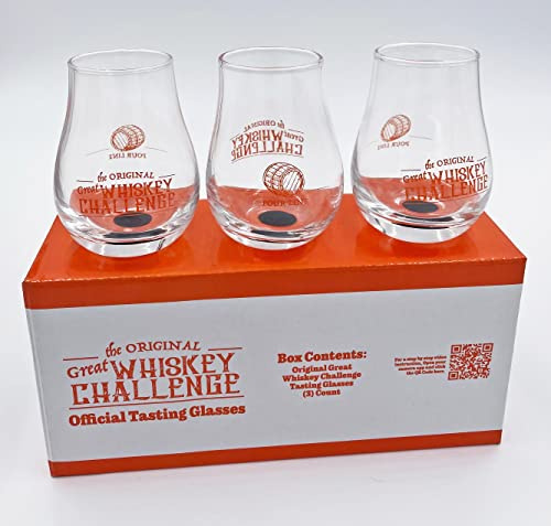 Great Whiskey Challenge Blind Taste Test Glasses - Whiskey Bourbon Spirit Tasting Flight Glass with Hidden A/B/C Letters on Bottom
