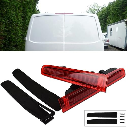 AUTOXBERT Pair (Left & Right) of Rear Brake Lights for 2003-up VW Transporter T5 T6 Barn Door High Level Brake Light Replacement, Red Lens
