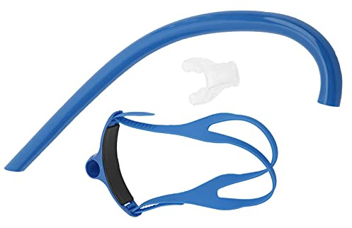 Tbest Snorkel a Secco, Boccaglio da Immersione Nuoto Snorkel Montato Frontalmente con Boccaglio in Silicone Attrezzatura per Il Respiro da Allenamento per Il Nuoto (Blu)