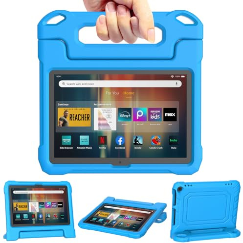 TrendGate Fire HD 8 Tablet Case Kids (12th/10th Gen, 2024/2022/2020) - Blue | Lightweight, Shockproof, Soft, EVA, Dual Angle Handle Stand, Drop Protection, for Kindle Fire HD 8/Plus/Kids/Pro Tablet