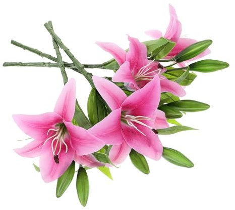 GOOHOCHY 4 Pezzi Fiori Artificiali Giglio Finto Decorazione Centrotavola Matrimonio Feste Outdoor