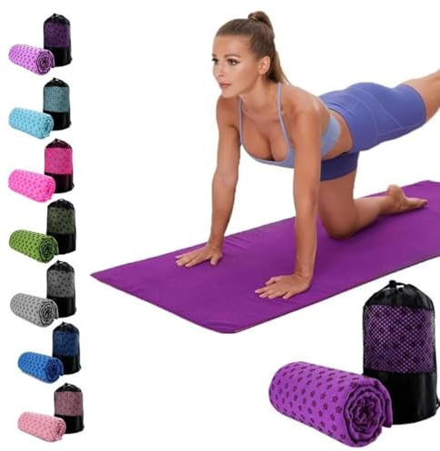 DZOZO Yoga Mat Towel Non Slip Hot Yoga Blanket Super Soft Sweat Absorbent Microfiber Mat Cloth with Mesh Bag