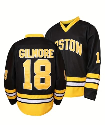 Happy Gilmore Oversized Boston Ice Hockey Jersey Shirt Top 1996 Comedy Golf Film 90s Sports Fancy Dress (UK, Alpha, L, Regular, Regular, Black)