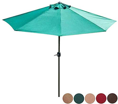 Parasol, Patio, Paraguas del Sol al Aire Libre, manivela de Mano de Media Pared, 5 Cervezas, para terraza/Hierba/Playa/Paraguas de Pesca (Verde)