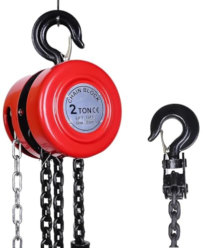 AAIN Hand Chain Hoist, 10 Feet with 2 Heavy-Duty Hooks. Manual Hand Lift Steel Chain Block Hoist for Lifting Goods in Transport and Workshop - 2 Ton (4400 lbs) Capacity