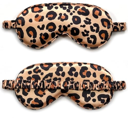 2 Pezzi Mascherina per Dormire, Maschera per gli Occhi con Stampa Leopardata, Mascherina Occhi per Dormire, Mascherina per Occhi Antiluce e Morbida, Maschera per Dormire Viaggi Yoga