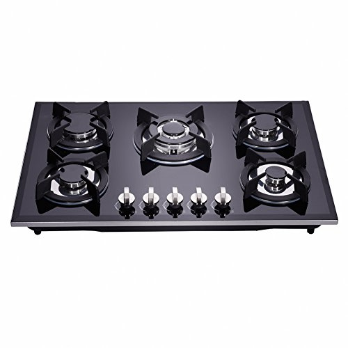 Deli-kit 30 Inch Dual Fuel Gas Cooktop - 5 Burners, Tempered Glass, Drop-In, Sealed, DK157-A01S