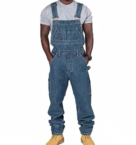 Herren Loose Fit Denim Work Bib Herren Cargo Verstellbare Overalls Latzhose Baggy Chic Strampler mit Mehreren Taschen
