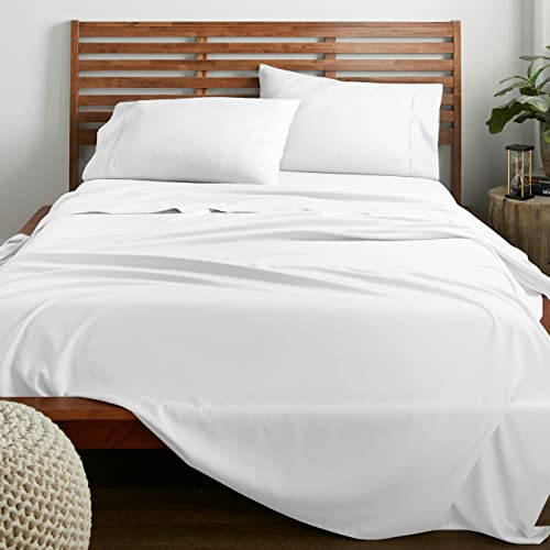 American Home Collection Twin Sheet Set - Ultra-Soft Microfiber 15-Inch Deep Pocket - Wrinkle Free and Fade Resistant (White)