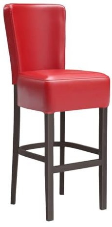 GGMMÖBEL 2-er Set Luca Full | Gastro Barhocker | Leder | Rot | mit Lehne | Gestell: Holz/Wenge | Sitzhöhe: 79cm