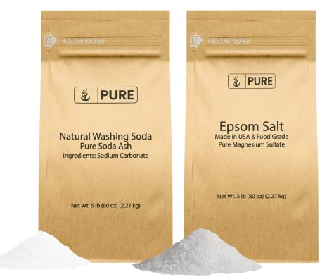 Pure Original Ingredients Epsom Salt and Washing Soda Bundle, (5lbs), Fine Powders, Cleaning and More