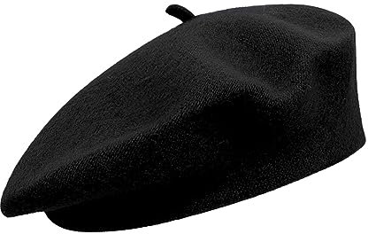 NOKDAL Französischen Beret Damen Wolle Baskenmütze Barrett Mütze Klassishe Basken Mütze Mode Barette Mütze Schwarz KüNstler WintermüTze Barett Franzosen für Frühling Herbst Winter58cm