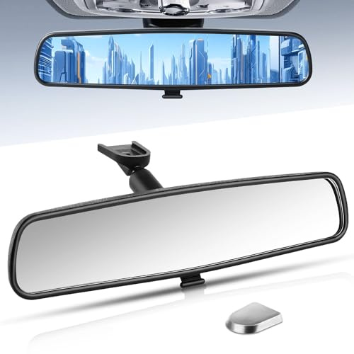 10.5 Rear view mirror, Interior rearview mirror Kit Universal Fit Type Compatible with Chevrolet Ford Toyota Nissan Jeep Honda Subaru Hyundai Kia Mazda Buick and More for Car