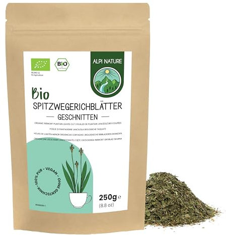 Alpi Nature Piantaggine Lanceolata Tisana BIO 250g, Piantaggine Lanceolata bio Essiccata e Tagliata