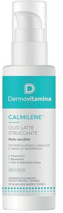 Dermovitamina Calmilene Olio Latte Struccante - Struccante Viso e Occhi - Rimozione Trucco Waterproof - Per Pelli Sensibili - Latte Detergente Viso - Con Vitamina E, Arnica e Calendula - 100ml