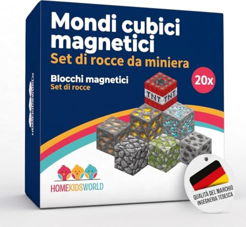 Home Kids World Costruzioni Magnetiche - Set Aggiuntivo Tema Roccia e Miniera - 20 Blocchi Magnetici, Testati in Laboratorio, Design Flessibile per Bambini