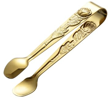 Ragyzity Mini Serving Tong, 4Inch Rose Stainless Steel Gold Tong, Kitchen Tongs for Appetizers, Charcuterie