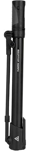 Topeak Mountain Morph Bike Pump – High-Volume Portable Floor Pump for MTB & Gravel Bikes, 160 Psi / 11 Bar Pressure Capacity, Butted Aluminum Barrel, Fold-Out Foot Pad & Flexible Hose (Black)