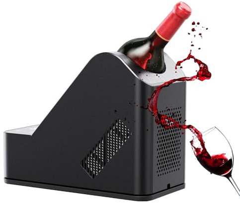 Raffreddatore Elettrico per Vino 750mL - Raffreddamento a Semiconduttori di 2nd Gen, Schermo LCD Touch (0-20°C), Raffreddatore Portatile Senza Ghiaccio 24H per Auto, Camper, Casa & Esterno, Nero