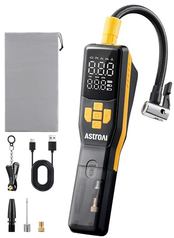 AstroAI 150 PSI Tire Inflator Portable Air Compressor for Car Tires, Cordless Bike Pump with LCD Display, Auto Shut-Off, 5 Modes Air Pump for Car Motorcycle Bicycle Balls, LED Light & Storage Design