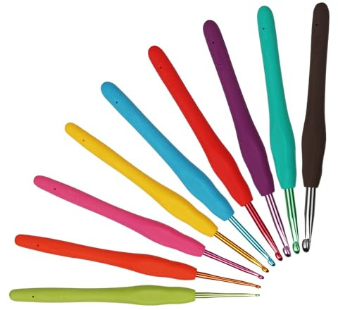 Coopay Juego de Agujas de Ganchillo, 2,0-6,0mm Agujas Crochet para Principiantes y Profesional, Ganchillos Crochet Ergonomicos con Agarre Suave