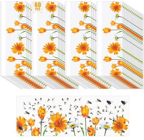 AOOWU 60 stycken flugfälla fönster, transparent flugfångare självhäftande remsor, säker och giftfri flugfälla självhäftande fälla, flugfälla inomhus för flugor, fruktflugor, husflugor