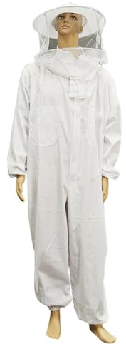 Biodlardräkt nybörjaroutfit, säkerhet med slöja, huva, skyddskläder, biodlingsdräkt, hatt, professionell biodlare, helkropp hus anti-bin (vit, XXL)
