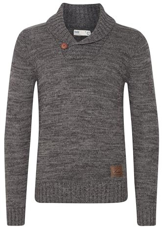 !Solid SDPhil Herren Pullover Strickpullover Grobstrick Pullover mit Schalkragen 100% Baumwolle Regular fit, Größe:3XL, Farbe:Dark Grey (2890)