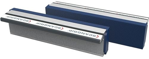 SCANGRIP | Magnet-Schraubstockbacken | geriffelte Schutzbacken aus Polyurethan | 1 Paar | Backenbreite 150 mm