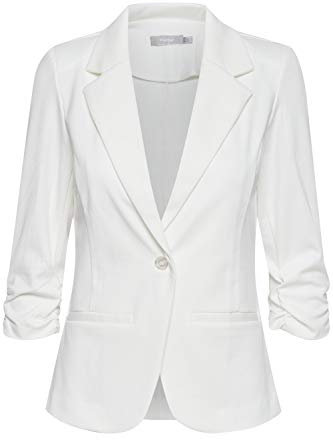 fransa FRZablazer Damen Blazer Kurzblazer Jacke mit Stretch Geraffte Ärmel mit Taschen, Größe:L, Farbe:Antique (60010)