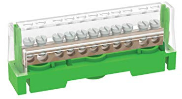 Arnocanali T1611A Earth Terminal Block for Equipment Connections with Lid, with Brass Rod 11 Holes, Multicolour