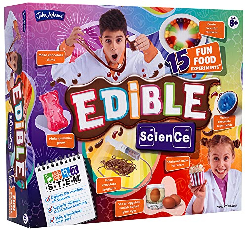 John Adams Edible Science Kit: 15 Fun Food Experiments | STEM Toy | Age 8+ | Create, Eat & Enjoy Food Such As Chocolate Spaghetti, Edible Slime & Sugar Crystal Geode | Gift Idea Birthday, Christmas