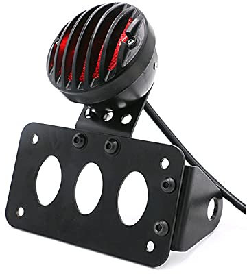 エンジン Motorcycle License Plate Holder Bracket, Motorcycle Side Mount Tail Light With License Number Plate Bracket Holder For Ha-rley Sportsters Bobber Chopper Rear Stop Light (Size : Black 1 Set)