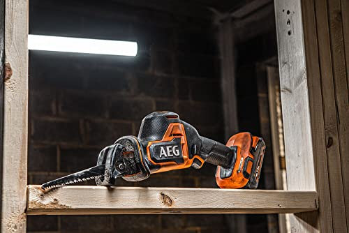 AEG - Scie Sabre SubCompact 18V PRO18V Brushless (Sans Batterie) - Course de Lame 23 mm - 3200 cps/min - Changement de Lame Fixtec Facile, Éclairage LED, Revêtement SoftGrip - BUS 18SBL