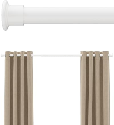 Tension Curtain Rod by EZFurni, 42-123 Inches, Heavy Duty Tension Rods for Windows, Adjustable Spring Loaded Curtain Rods No Drilling, Renter Friendly, Hold Up Blackout Curtains and Non Slip,White