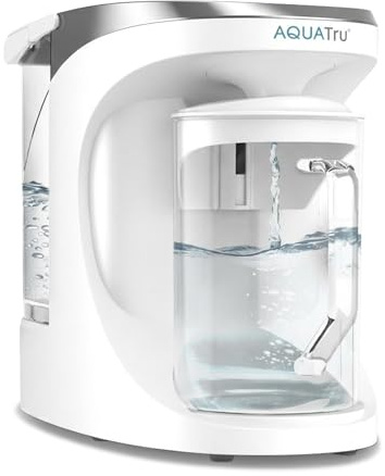 AquaTru Carafe Countertop Water Purifier | Compact 4-Stage Reverse Osmosis System with Glass Carafe Removes 84 Contaminants Including Forever Chemicals, Lead & Fluoride | No Plumbing