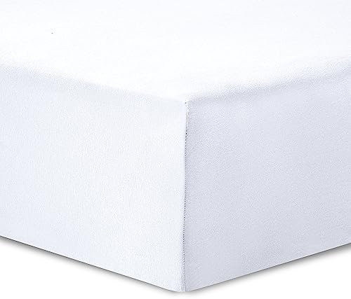 Vision - Spannbettlaken aus Jersey, Bettwäsche, Bettlaken – 180 x 200 cm – Farbe: Weiß – 100 % Baumwolle Jersey – Rundumgummizug – 30 cm Spannhöhe