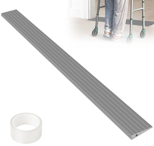 LIEKUMM 1 cm Cuttable Threshold & Wheelchair Ramps for Rubber for Doorway | Extra Hard-Wearing Non-Slip Ramps for Mobility Scooters, Electric Wheelchairs, Doorways, Garage, small threshold, Grey