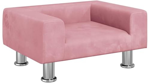 vidaXL Lettino per Cani Rosa 50x40x26,5 cm in Velluto, Divano e Letto per Cani