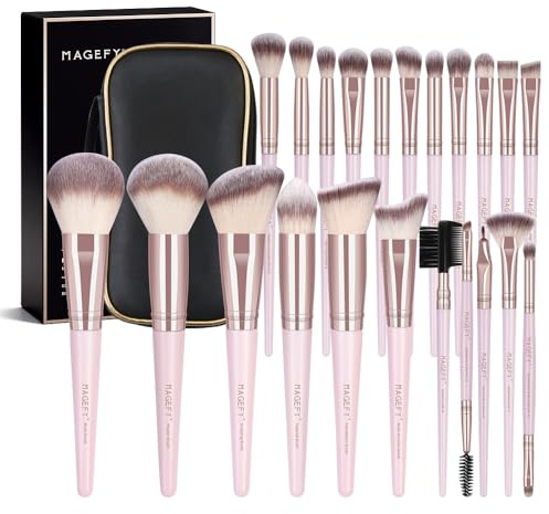 Makeup Brush Set 22 Pcs Professional Makeup Brushes Foundation Blush Angle Eyeliner Blending Concealers Eyeshadow Brush Premium Synthetic Brush Kit with Bag