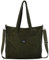 VASCHY Corduroy Handtasche Damen, Leichte Große Umhängetasche Arbeitstasche Tote Bag Hobo Schulter Crossbody Tasche Geldbörse Grün