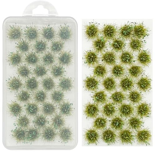 Woohome 32 PCS Modèle Arbres Gazon Lichen pour Feuillage, Touffe d'herbe Statique Herbe Artificielle Modèle pour Le Chemin de Fer de Paysage de Train - Vert