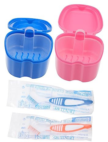Gatuida 1 Jeu Ensemble De Brosse à Dents Trousse De Voyage Pour Femme Un Récipient En Plastique Kit De Voyage Pour Garder Stockage Des Fausses Dents Homme Abdos Boîte De Dentier Provisions
