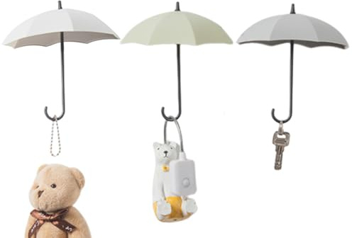 Ganchos adhesivos para llaves, 3 ganchos para toalla de paraguas, ganchos de ducha resistentes, ganchos decorativos para sombrero, toalla, llave, toalla