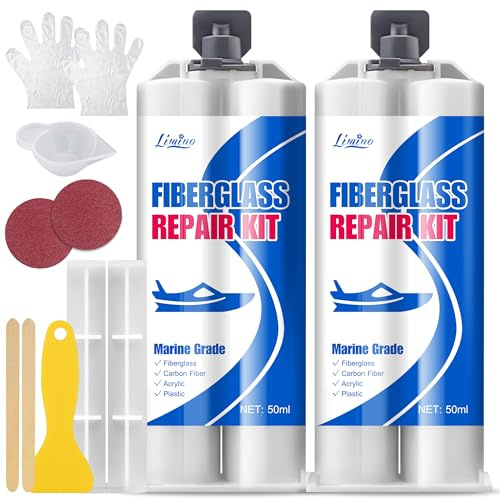 Limino Marine Glasfaserreparatur Weiß - 100ml Fiberglas Harz für Glas Kratzer Reparatur, Reparaturharz Auto, Wasserdicht, Fiberglas Füller- Gel Coat Reparatur Kit für Boote, Jet Ski, Surf Boot, Kajaks