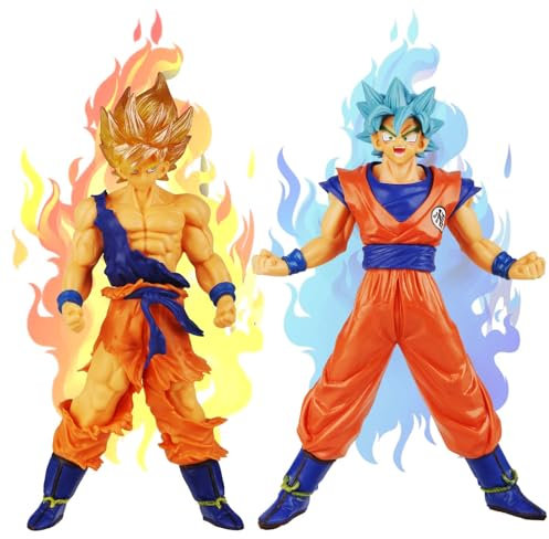 Dekewe 2 Stück Goku Figur - Dragon Ball Super Actionfiguren, 17 cm, Mehrfarbig, perfekt für Kinder Geburtstag Geschenk, Desktop Dekoration