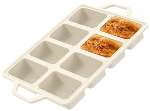 Mini Loaf Pan 8-Cavities Silicone Loaf Baking Mold Easy Release Silicone Bread Loaf Pan Nonstick Mini Loaf Baking Tray Portable Mini Bread Pan for Mini Loaf Cake, Bread, Meatloaf, Brownie, Cornbread