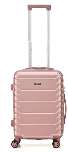 CMY Suitcase Luggage Cabin Size | Hard Shell PC+ ABS | Lightweight | 4 Dual Spinner Wheels | Trolley Suitcases | Carry on | 3 Digit Combination Lock | Telescopic Handle (Rose Gold, Cabin 20)