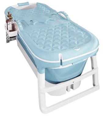Baignoire pliable pour adulte, le choix le plus confortable pour la salle de bain familiale, Idéale pour les petites salles de bains, douche et balcon -118 * 60 * 53cm -Bleu