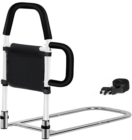 Muyege.Duan Bed Rail for Elderly Adults – Adjustable Bed Assist Handle with Non-Slip Foam Grip, Storage Pocket & Safety Strap Tool-Free Installation Bedside Rail for Seniors, Injured or Pregnant Users